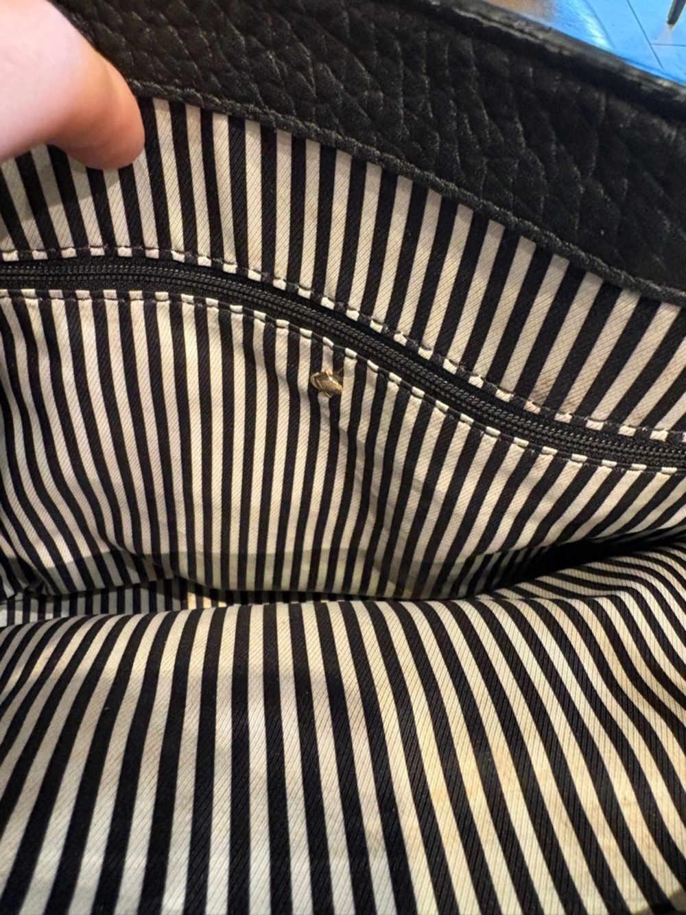 kate spade Black Pebbled Leather Shoulder Bag with White Trim - Picture 3 of 16